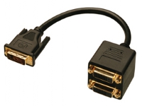Lindy DVI Splitter Cable, 0,18 m, DVI-D, DVI-D, Svart, Hane/Hona