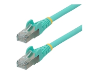 StarTech.com 50cm CAT6a Ethernet Cable - Aqua - Low Smoke Zero Halogen (LSZH) - 10GbE 500MHz 100W PoE++ Snagless RJ-45 w/Strain Reliefs S/FTP Network Patch Cord - Koblingskabel - RJ-45 (hann) til RJ-45 (hann) - 50 cm - S/FTP - CAT 6a - IEEE 802.3bt - halo