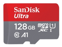 Bilde av Sandisk Ultra - Flashminnekort (microsdxc Til Sd-adapter Inkludert) - 128 Gb - A1 / Uhs Class 1 / Class10 - Microsdxc Uhs-i