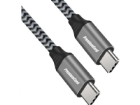 PREMIUMCORD USB-C M/M-kabel, 100W 20V/5A 480Mbps bomullsflett, 2m PC tilbehør - Kabler og adaptere - Datakabler