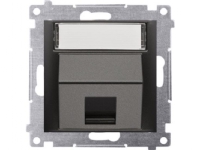Kontakt-Simon Simon 54 Telecommunication socket cover on Keystone, oblique single with field description (module) mounting with clamps and screws black mat DKP1S.01/49