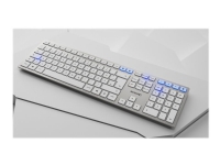 CHERRY DW 9100 SLIM - Tastatur- og mussett - trådløs - 2.4 GHz, Bluetooth 4.2 - AZERTY - Fransk - hvit, sølv PC tilbehør - Mus og tastatur - Tastatur
