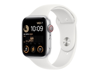 Apple Watch SE (GPS + Cellular) - 2. generasjon - 44 mm - sølvaluminium - smartklokke med sportsbånd - fluorelastomer - hvit - båndbredde: Regular - 32 GB - Wi-Fi, LTE, Bluetooth - 4G - 32.9 g Sport & Trening - Pulsklokker og Smartklokker - Smartklokker