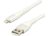 USB cable USB cable (2.0), USB A M - Apple Lightning C89 M, 2m, MFi certificate, 5V/2.4A, white, Logo, box, nylon braid, aluminum cover PC tilbehør - Kabler og adaptere - Datakabler