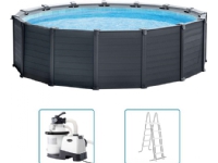 Bilde av Intex Frame Pool Set Graphite 478 X 124cm, Swimming Pool (dark Grey/blue, With Sand Filter System)