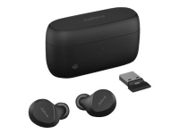 Jabra Evolve2 Buds MS – True wireless-hörlurar med mikrofon – inuti örat – Bluetooth – aktiv brusradering – USB-A via Bluetooth-adapter – ljudisolerande – svart – Certifierad för Microsoft-teams