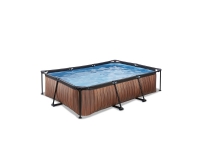 Bilde av Exit Toys Wood Pool, Frame Pool 300x200x65cm, Swimming Pool (brown, With Filter Pump)