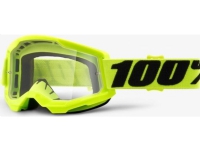100% Goggles 100% LOSS 2 FLUO YELLOW (Transparent Glass Anti-Fog LT 88% -92%) (NEW)