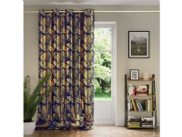 AmeliaHome Curtains Golden Leaves Navy Blue 140X245