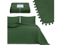 AmeliaHome AmeliaHome Quilted bedspread with pompoms MEADORE 240×260 bottle green