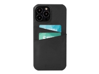 Krusell CardCover - Baksidedeksel for mobiltelefon - ekte skinn, polykarbonat - svart - for Apple iPhone 13 Pro Tele & GPS - Mobilt tilbehør - Deksler og vesker