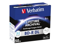 Verbatim M-Disc - 5 x BD-R DL - 50 GB 6x - matt sølv - CD-eske PC-Komponenter - Harddisk og lagring - Lagringsmedium