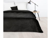 Eurofirany DESIGN 91 LUIZ / 4 Fløyels sengeteppe, vattert ved varmpressing med mønster av palmeblader, 170X210 cm, farge: svart Sengeteppe