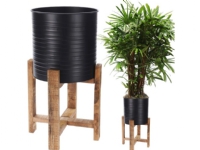Home Styling Collection Flowerbed pot pot metal black on a wooden stand 50 cm for plants flowers