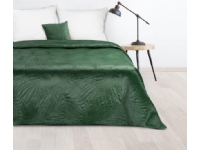 Eurofirany DESIGN 91 LUIZ / 4 sengeteppe i fløyel, vattert ved varmpressing med mønster av palmeblader, 170X210 cm, farge: mørkegrønn sengeteppe