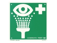 Första hjälpen-skylt Cederroth för ögonkylning grön/vit