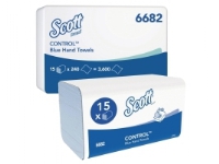 Håndklædeark Scott 6682 Control, blå, 31,5 x 20 cm, pakke a 3.600 stk. Rengjøring - Tørking - Håndkle & Dispensere