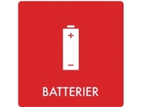 Piktogram, batterier, 12 x 12 cm, rød Rengjøring - Avfaldshåndtering - Bøtter & tilbehør