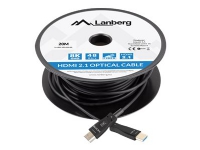 Lanberg - High Speed - HDMI-kabel med Ethernet - HDMI hann til HDMI hann - 20 m - dobbeltisolert - svart - Active Optical Cable (AOC), 8 K 30 Hz (7680 x 4320) støtte, 4K 144Hz støtte, 8K 60 Hz (7680 x 4320) støtte (DSC), DSC 1.2 support PC tilbehør - Kabl