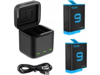 Telesin three-channel box charger for GoPro Hero 9 / Hero 10 + 2 batteries (GP-BNC-901) Foto og video - Videokamera - Action videokamera