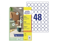 Etiketter Avery Ø30 mm hvid - (10 ark x 48 stk.) Papir & Emballasje - Markering - Etiketter og Teip