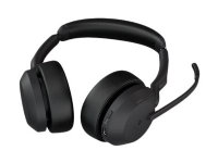 Jabra Evolve2 55 MS Stereo - Hodesett - on-ear - Bluetooth - trådløs - aktiv støydemping - USB-C - svart - med ladestativ - Optimized for Microsoft Teams TV, Lyd & Bilde - Hodetelefoner & Mikrofoner