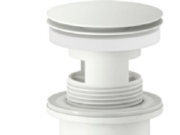 Mora push bundventil, mathvid - med klikfunktion og overløb, mat-hvid Rørlegger artikler - Baderommet - Tilbehør for håndvask