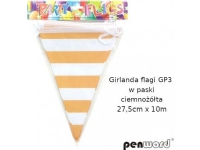 Penword GP3 STRIPPEDE FLAG GIRLAND MØRKEGULT 27, 5cmx10m Penword Barn & Bolig - Lys til bordet