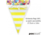 Penword GP1 STRIPPEDE FLAG GIRLAND LYS GUL 27, 5cmx10m Penword Barn & Bolig - Lys til bordet