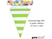 Bilde av Penword Gp2 Stripte Flagg Girland GrØn 27, 5cmx10m Penword