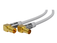 goobay - Antennekabel - IEC-kobling hunn vinklet til IEC-kobling hann vinklet - 3 m - firenivåsskjerming - 135 dB - hvit - solid PC tilbehør - Kabler og adaptere - Skjermkabler