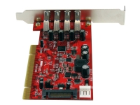 StarTech.com PCI-kortadapter med 4 USB 3.0-portar och SATA/SP4-ström – USB-adapter – PCI-X låg profil – USB 3.0 x 4 – röd – för P/N: HBS304A24A S3510BMU33 S3510SMU33 UNI251BMU33 USB221SS