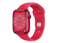Apple Watch Series 8 (GPS) - (PRODUCT) RED - 45 mm - rød aluminium - smartklokke med sportsbånd - fluorelastomer - rød - båndbredde: Regular - 32 GB - Wi-Fi, Bluetooth - 38.8 g Sport & Trening - Pulsklokker og Smartklokker - Smartklokker