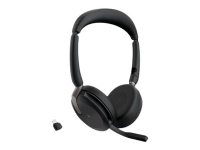 Jabra Evolve2 65 Flex MS Stereo - Hodesett - on-ear - Bluetooth - trådløs - aktiv støydemping - USB-C - svart - Certified for Microsoft Teams TV, Lyd & Bilde - Hodetelefoner & Mikrofoner