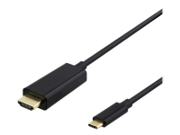 DELTACO - Adapterkabel - 24 pin USB-C hann til HDMI hann - 1 m - svart - 4K 30Hz støtte PC tilbehør - Kabler og adaptere - Videokabler og adaptere