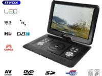 Video player Nvox Portable DVD with LCD TV receiver 16 inch dvb-t mpeg-4/2 dvd usb sd games 12v 230v