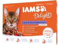 Iams Cat Adult Land & Sea collection in Gravy 12x85g Kjæledyr - Katt - Kattefôr