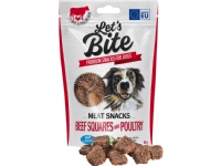 Let's Bite Lets Bite Meat Snacks. Beef Squares with Poultry 80 g - (12 pk/ps) Kjæledyr - Hund - Snacks til hund