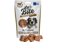 Let's Bite Lets Bite Meat Snacks. Chicken Squares with Venison 80g - (12 pk/ps) Kjæledyr - Hund - Snacks til hund