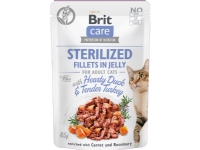Brit Care Cat Ster. Fillet Jel. w/HeartyDuck+TenderTurkey 85 - (24 pk/ps) Kjæledyr - Katt - Kattefôr