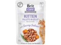 Brit Care Cat Kitten. Fillets in Jelly w/ Savory Salmon 85g - (24 pk/ps) Kjæledyr - Katt - Kattefôr