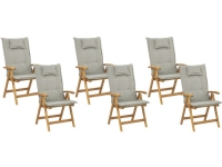 Shumee Set of 6 wooden garden chairs with beige and gray JAVA cushions