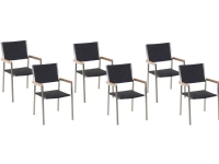 Beliani Set of 6 black rattan garden chairs GROSSETO
