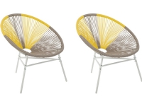 Shumee Set of 2 Rattan Chairs Beige and Yellow ACAPULCO