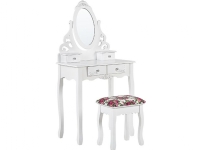 Shumee Dressing table 4 drawers oval mirror and stool white AMOUR
