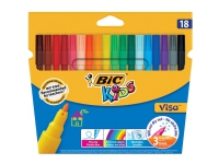 Bilde av Bic Kids Visa Farvetusser Tynd Spids – Assorterede Farver, 18 Stk. 12x200x177mm (18stk)