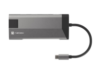 NATEC Fowler Plus, USB Type-C, Sort, Grå, MicroSD (TransFlash), MicroSDHC, MicroSDXC, SD, SDHC, Micro-USB, RJ-45, USB 3.2 Gen 1 (3.1 Gen 1) Type-A, Akrylonitril-butadien-styren (ABS), Aluminium, Plast, USB