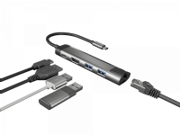 NATEC Fowler Go, USB 3.2 Gen 1 (3.1 Gen 1) Type-C, 100 W, 10,100,1000 Mbit/s, Rustfritt stål, RJ-45, USB 3.2 Gen 1 (3.1 Gen 1) Type-A, USB Type-C, Akrylonitril-butadien-styren (ABS), Aluminium