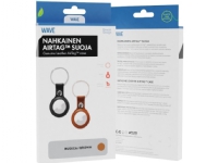 Wave Genuine Leather leather protector with key ring, Apple AirTag, brown