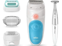Braun Silk-épil 5 81706344, Hvit, Turkis, 28 pinsetter, Armhule, Bikini, Front thigh, Indre overarmer, Barbering, LED, 0,5 mm